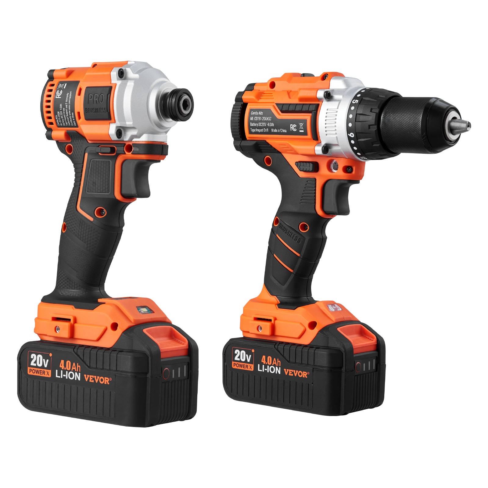 VEVOR Tool Combo Kit Max 20V Cordless 2-Tool Power Combo Kit with 4A Batteries