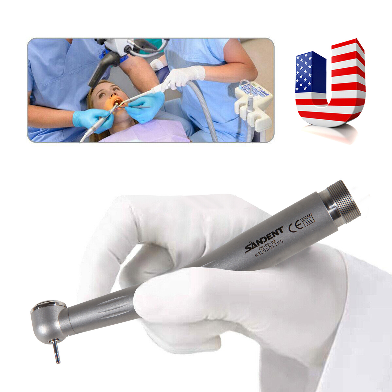 Dental High Speed Handpiece Ceramic Bearing Push Button 2 Holes Single Way Spray