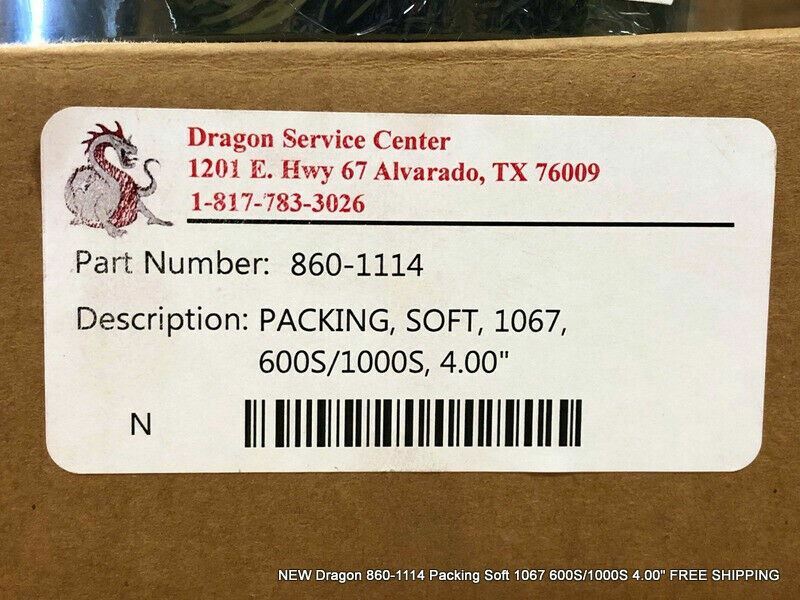 NEW Dragon 860-1114 Packing Soft 1067 600S/1000S 4.00″ FREE SHIPPING