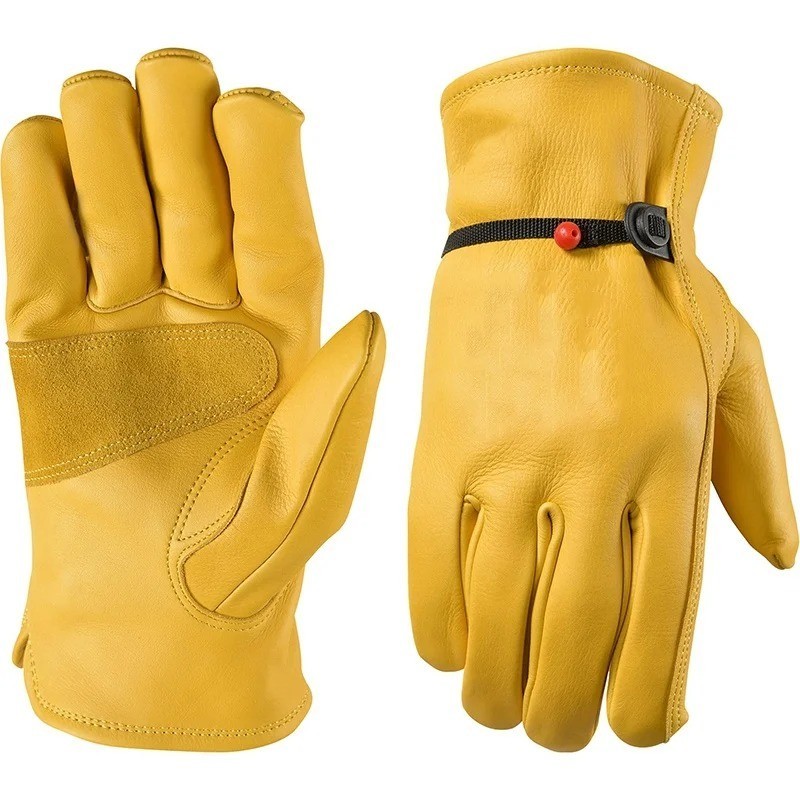 One Pair Wells Lamont Men’s Leather Work Gloves Cowhide Leather, NEW