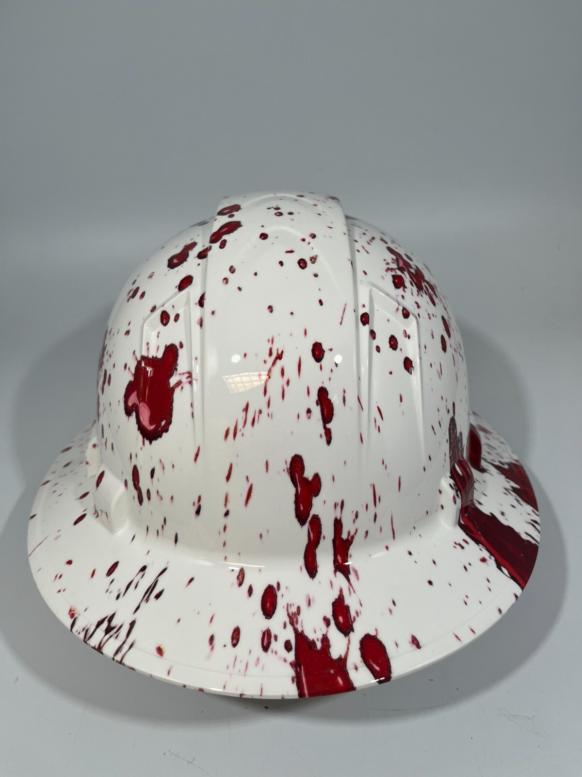 New Full Brim Hard Hat Custom Hydro Dipped HOMICIDE BLOOD SPLATTER