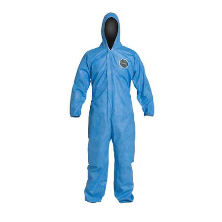 Dupont Pb127sbu4x002500 Hooded Disposable Coverall, 4Xl, Blue, Sms, Zipper