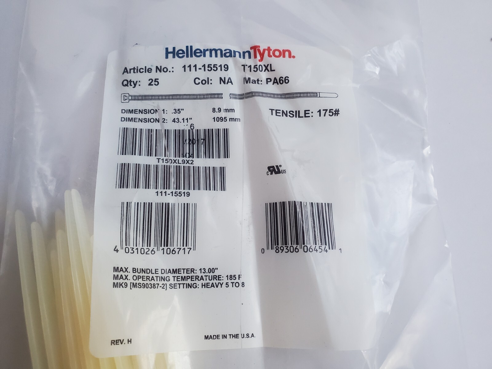 42″ Cable Zip Tie 175 lbs Heavy Duty 42 In Wire Strap 1095mm 1000+mm
