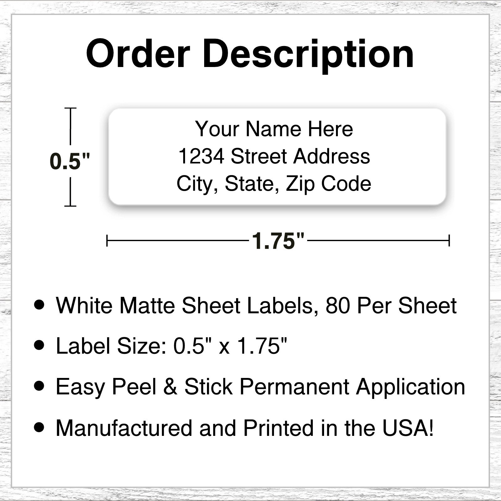 400 Personalized Return Address Labels Printed Text 1/2 Inch x 1 3/4 Any Font