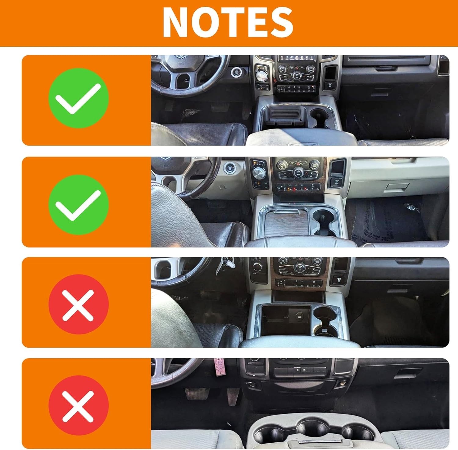 for RAM Center Console Storage Tray Trim Cover Frame for RAM 1500 2015-2018 C…