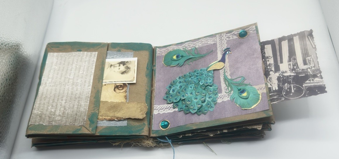 Hand Made Junk Journal 6×5 Thinking Of You Themed Medium Is Brown Paper Bags