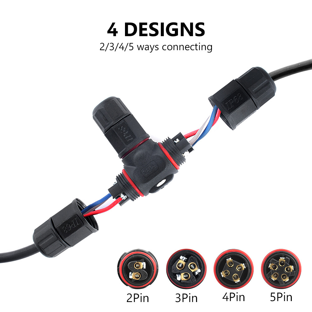 IP67 Waterproof Electric Cable Wire 2/3 Pin Connector Outdoor Outlet