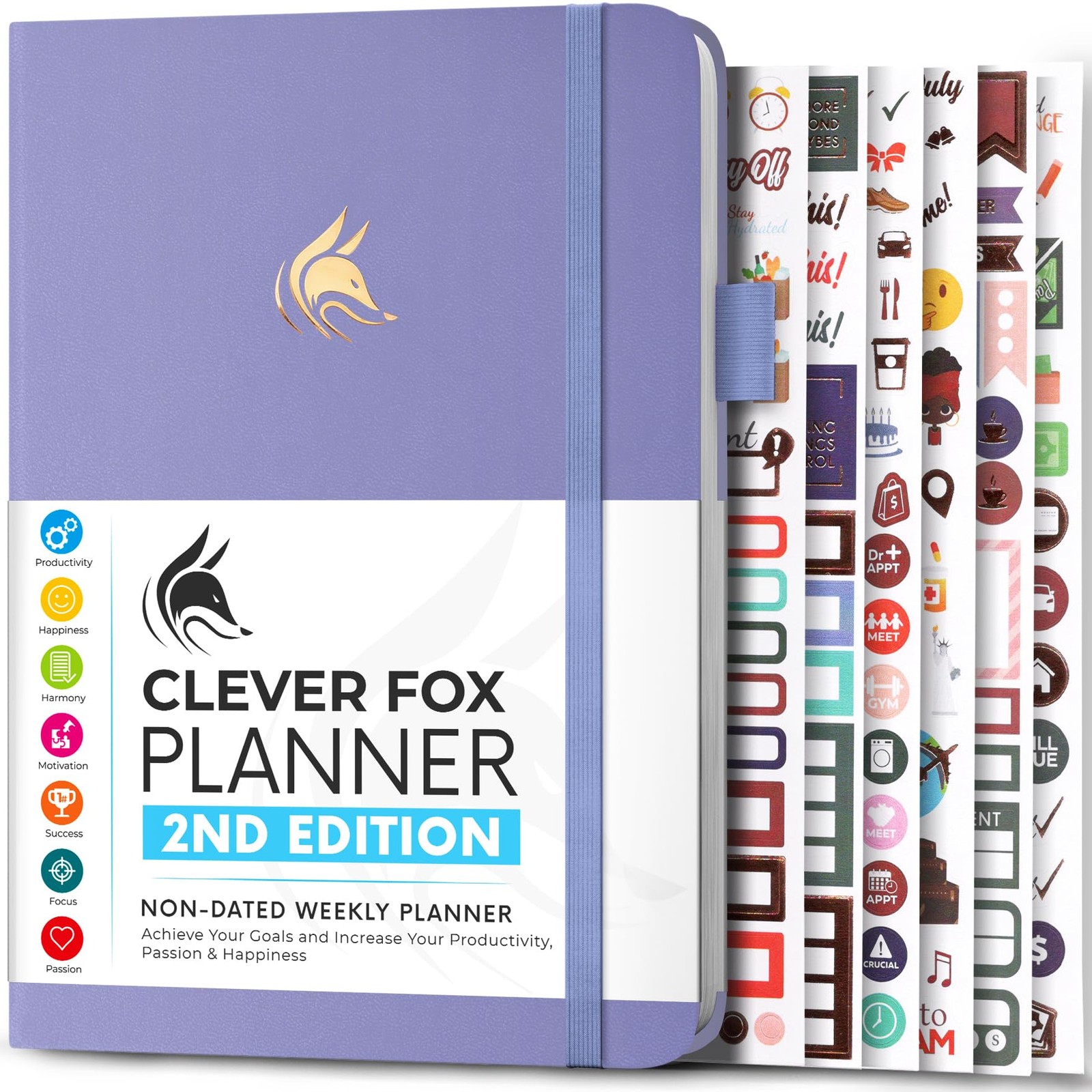 Clever Fox Planner 2nd Edition – A5 (5.8» x 8.3») Lay-Flat, Lavender