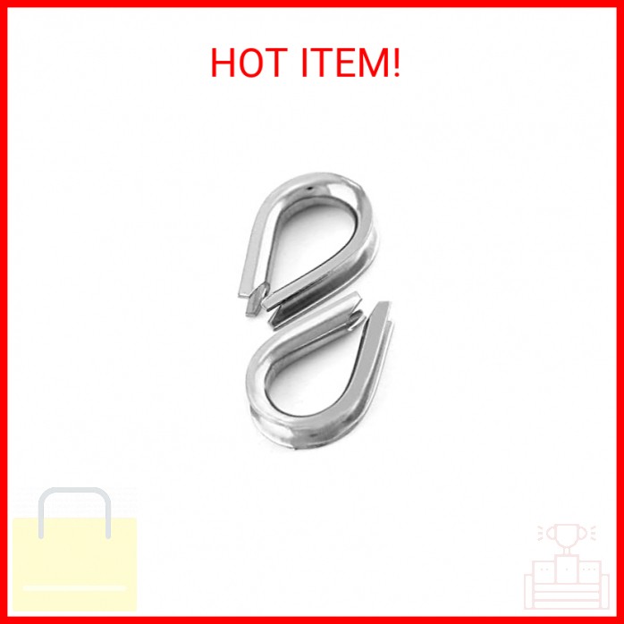 YAMASO 50pcs 1/8″ M3 Stainless Steel Thimble for Diameter Wire Rope Cable Thimbl