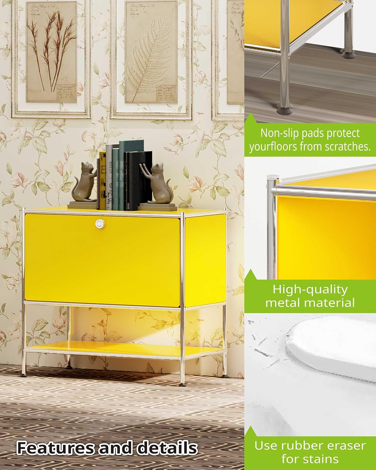 Modern Metal Sidetable with Flap Door – Stylish Storage for Any Room