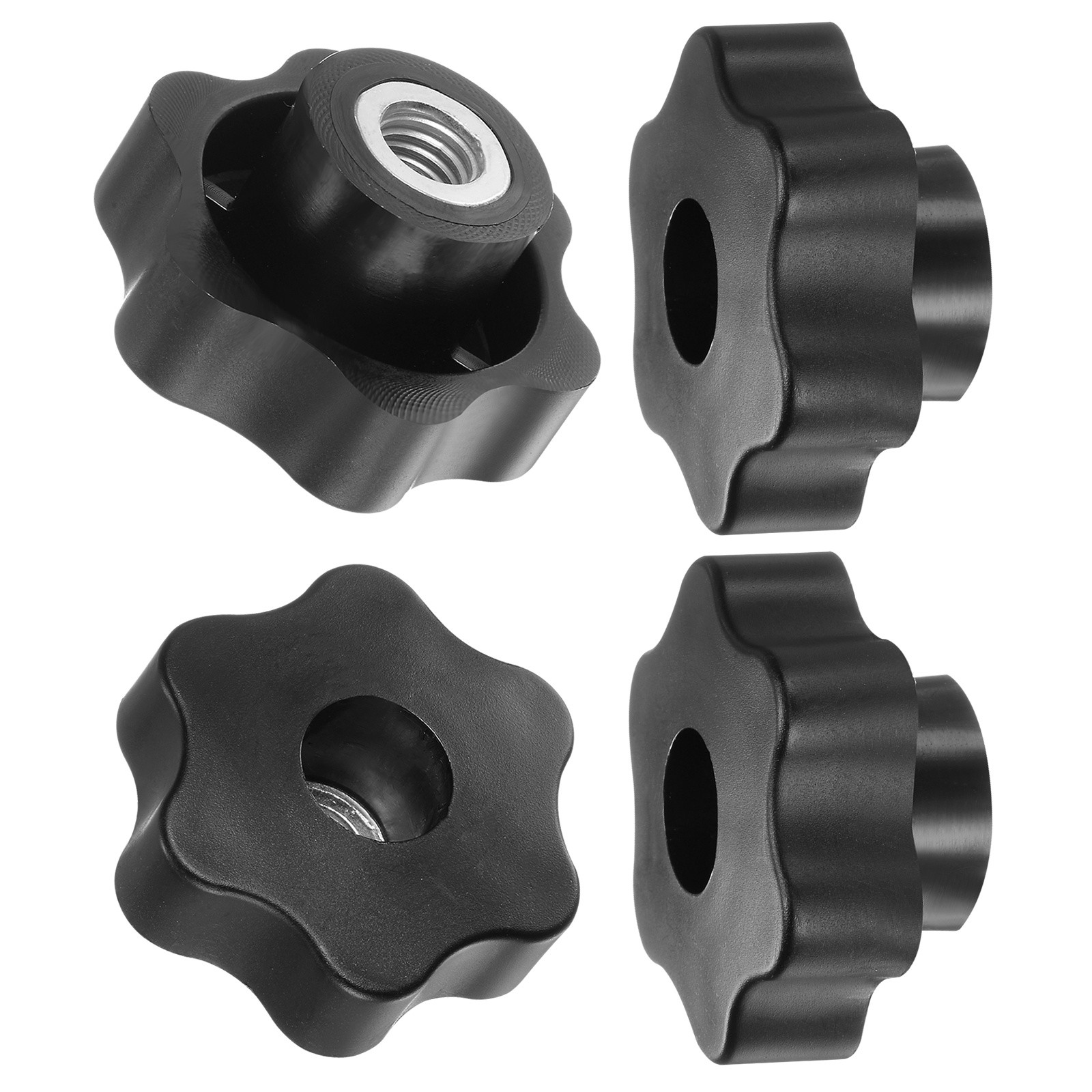 4 Pcs M10 Female Thread Black Star Knobs INDUSTRIAL Screw-in Clamping Handles