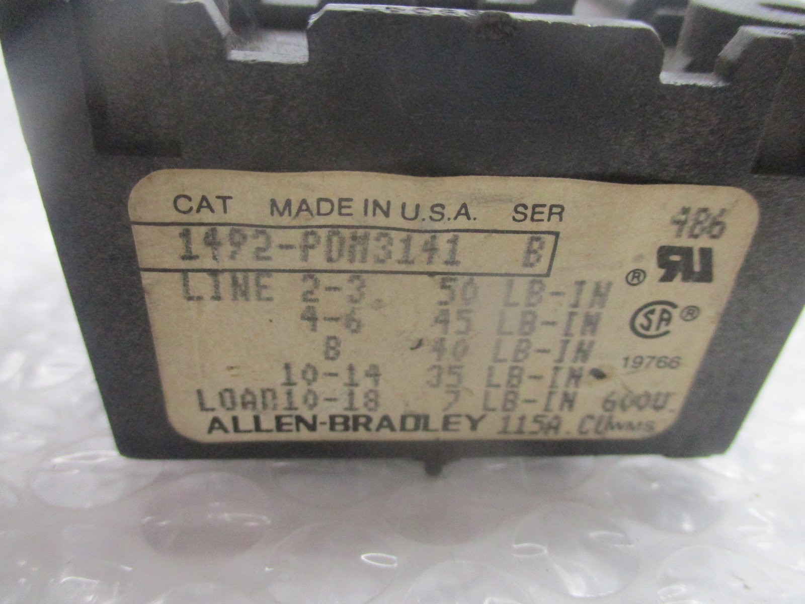 ALLEN BRADLEY 1492-PDM3141 SER.B DISTRIBUTION BLOCK UNMP