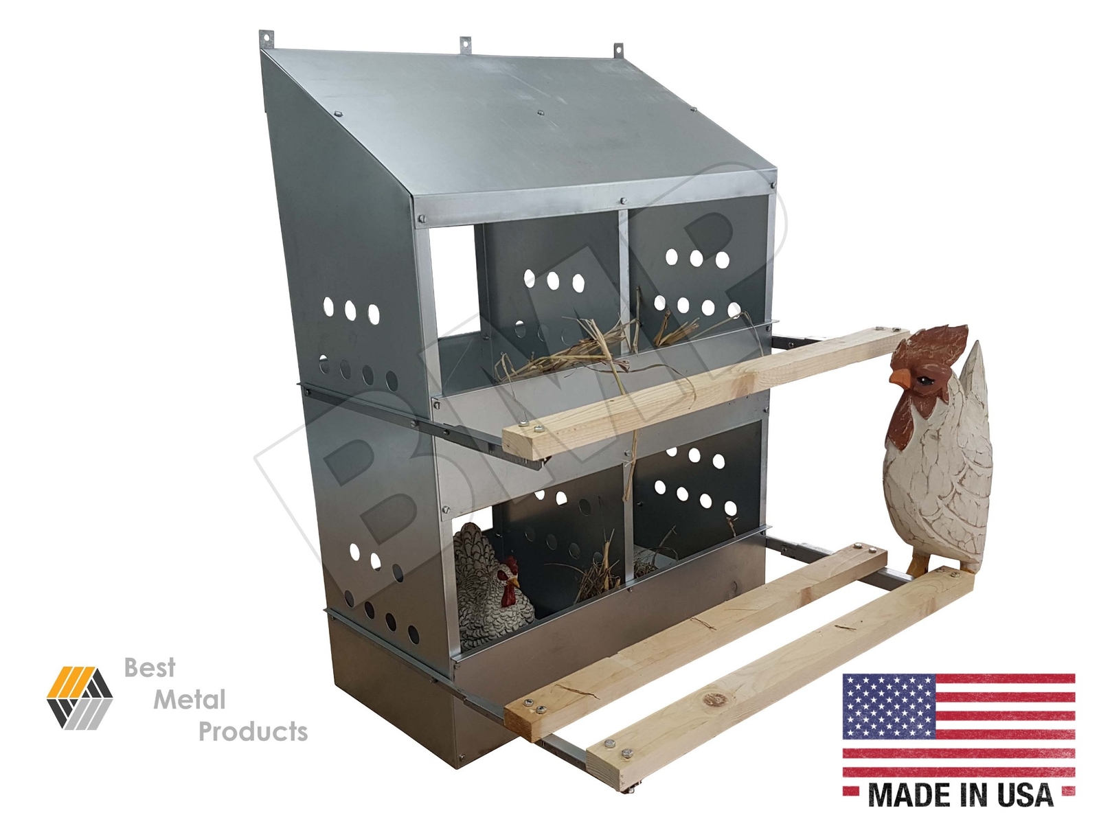 4 Hole Heavy Duty 23ga Galvanized Chicken Nesting Laying Roost Box 0300111