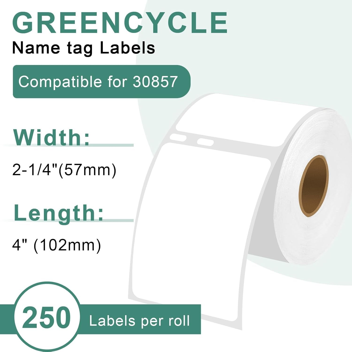 GREENCYCLE 5 Roll (250 Labels/Roll) 30857 (2-1/4″ 2-1/4″ X 4″, Black on White