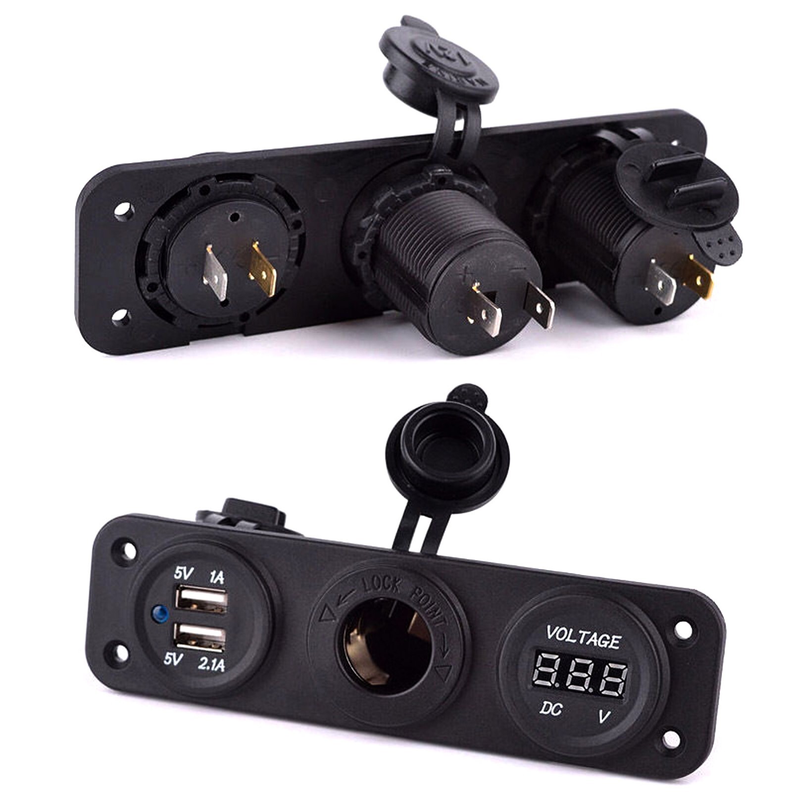 12V 3 Gang Waterproof Car Battery Meter Voltmeter LED Digital Display Voltage