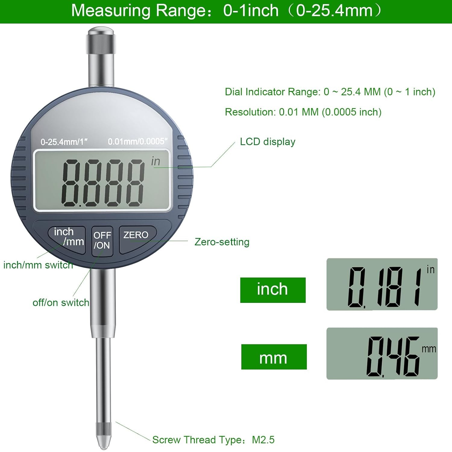 HDLNKAK Disc and Rotor/Ball Joint Gage, Digital Dial Indicator Range 0-1» | 0.0