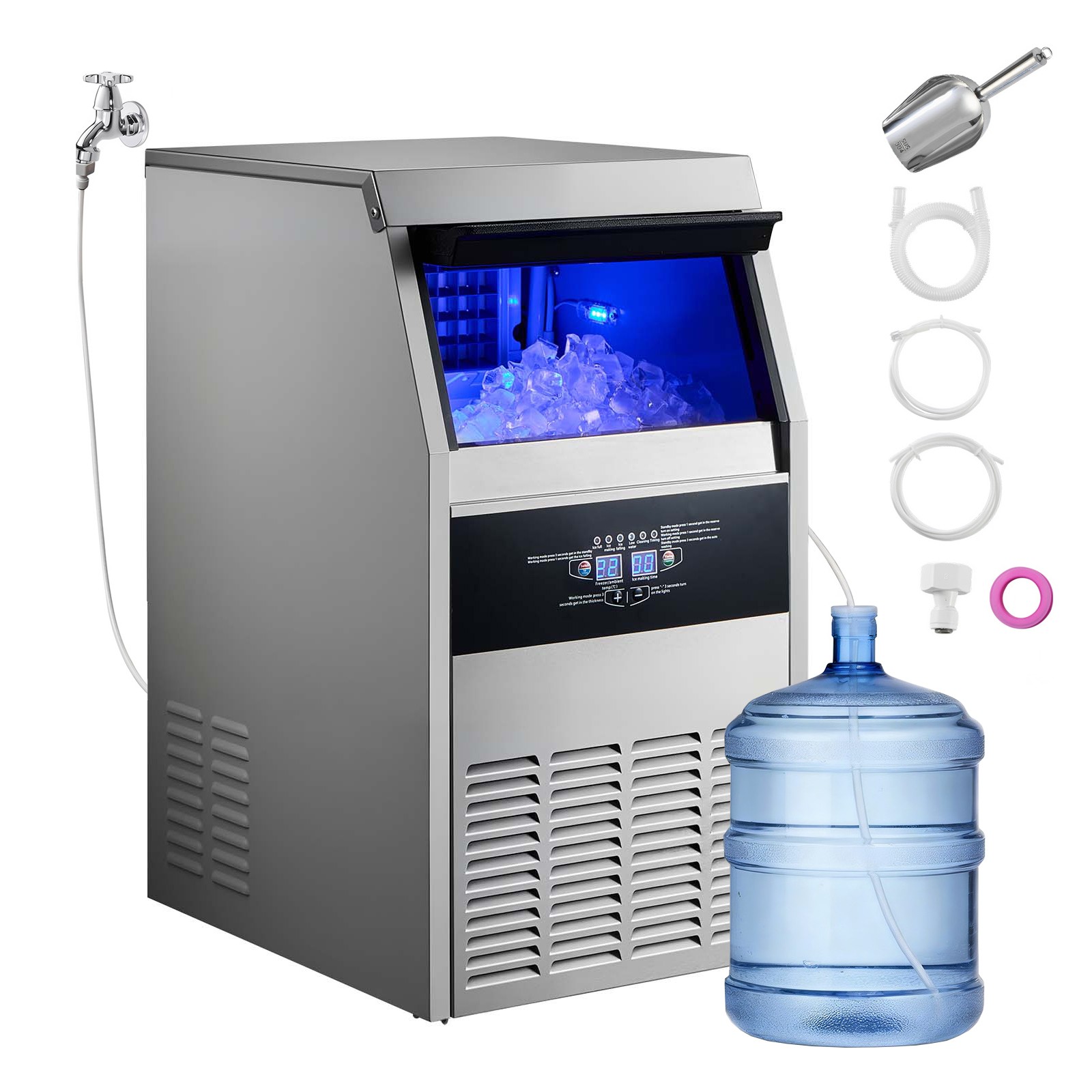 Uimoso 150lbs/24h Commercial Ice Maker Built-in Ice Cube Machine 30lbs Storage
