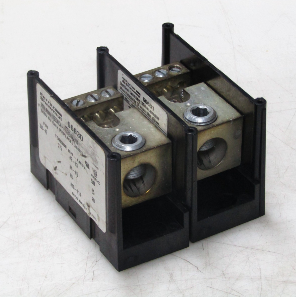 🙌 FERRAZ SHAWMUT 600 VAC POWER DISTRIBUTION BLOCK 2 POLE 66630 & 66631