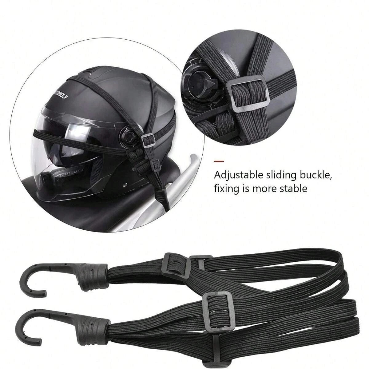 4in1 Elastic Bungee Cords With Hooks For Secure Helmet Bags Motorcycle Cargo Net