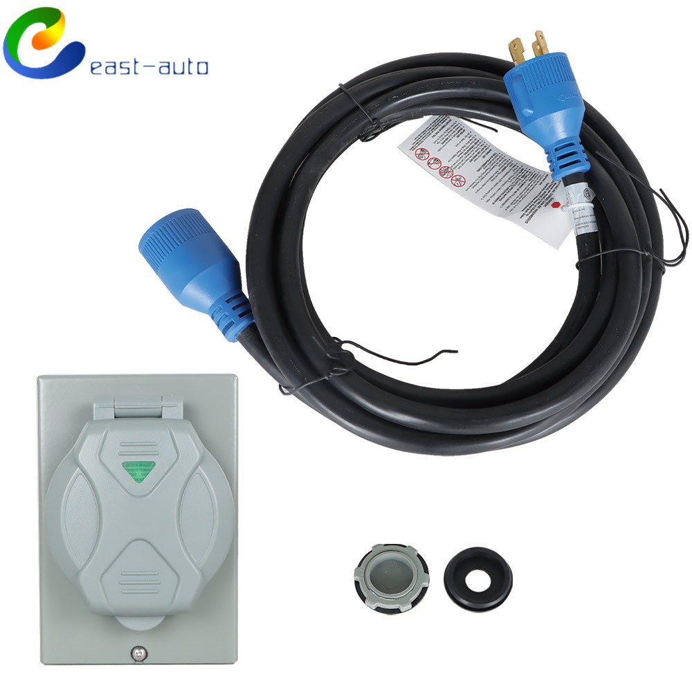 15 Ft 30 Amp 4 Prong Generator Power Cord Inlet Box NEMA L14-30P/L14-30R 125V