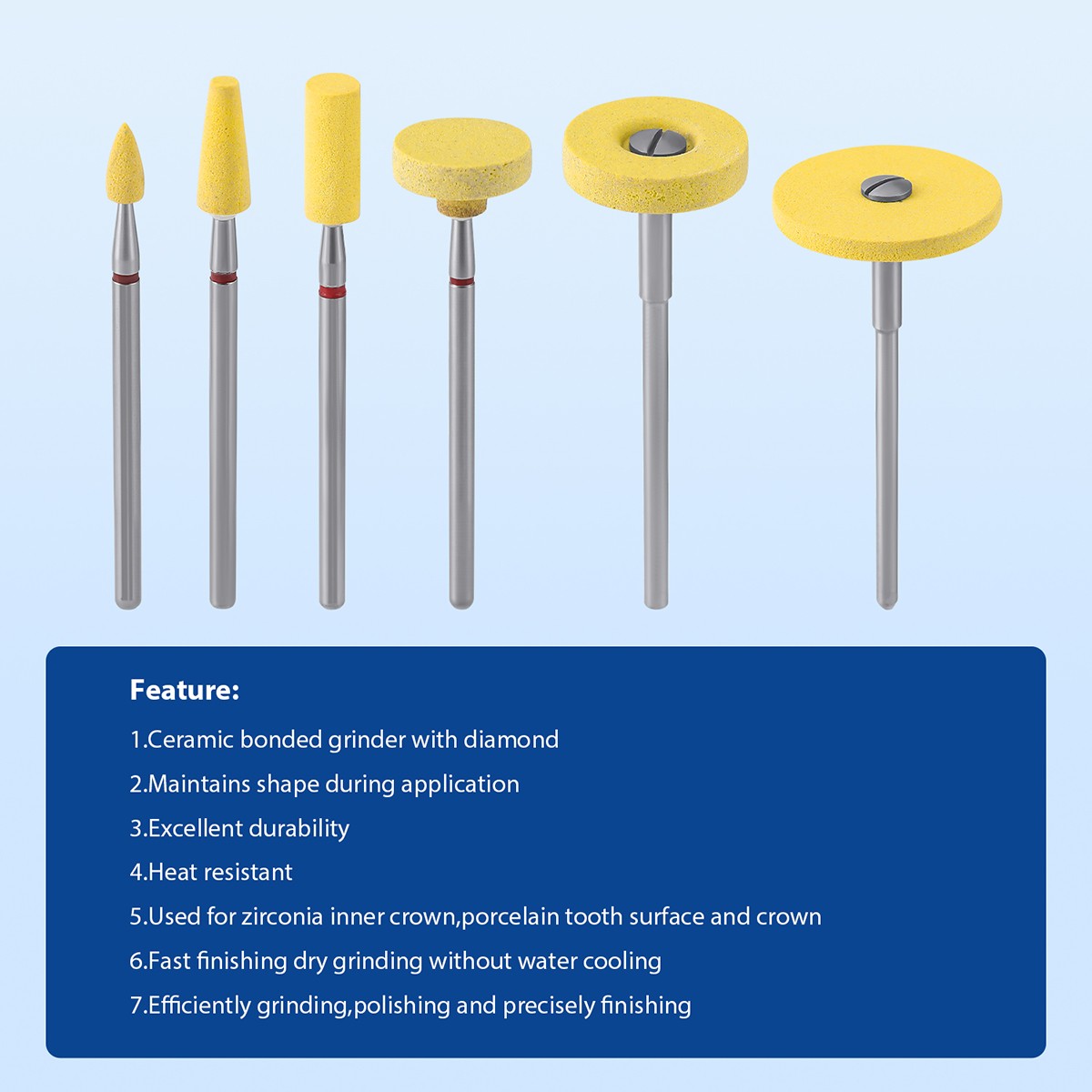 Dental Lab Ceramic Diamond Polisher Rubber Porcelain Wheel Discs Burs HP 2.35mm