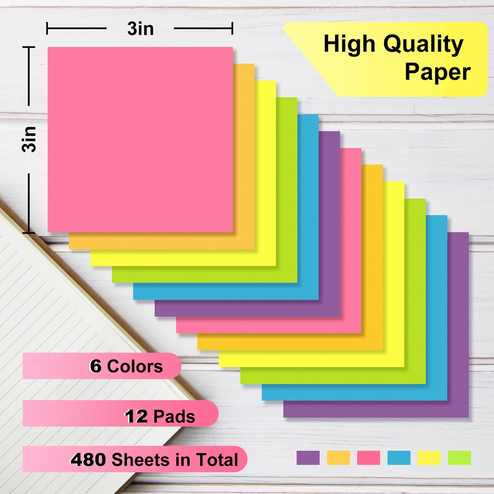 Post It Notes Pop-up, Sticky Notes, 3×3 Inches, 12 Pads, Bright Colors Self