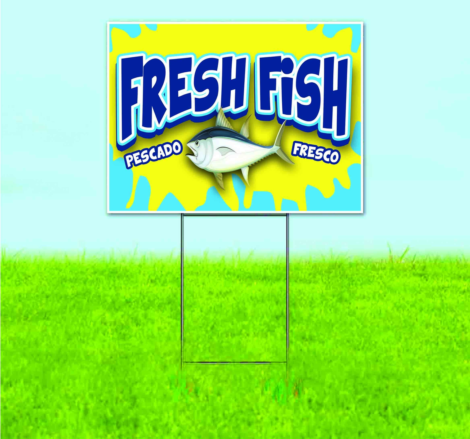 FRESH FISH 18×24 Yard Sign Bandit Lawn Advertising FOOD SEAFOOD DRINKS