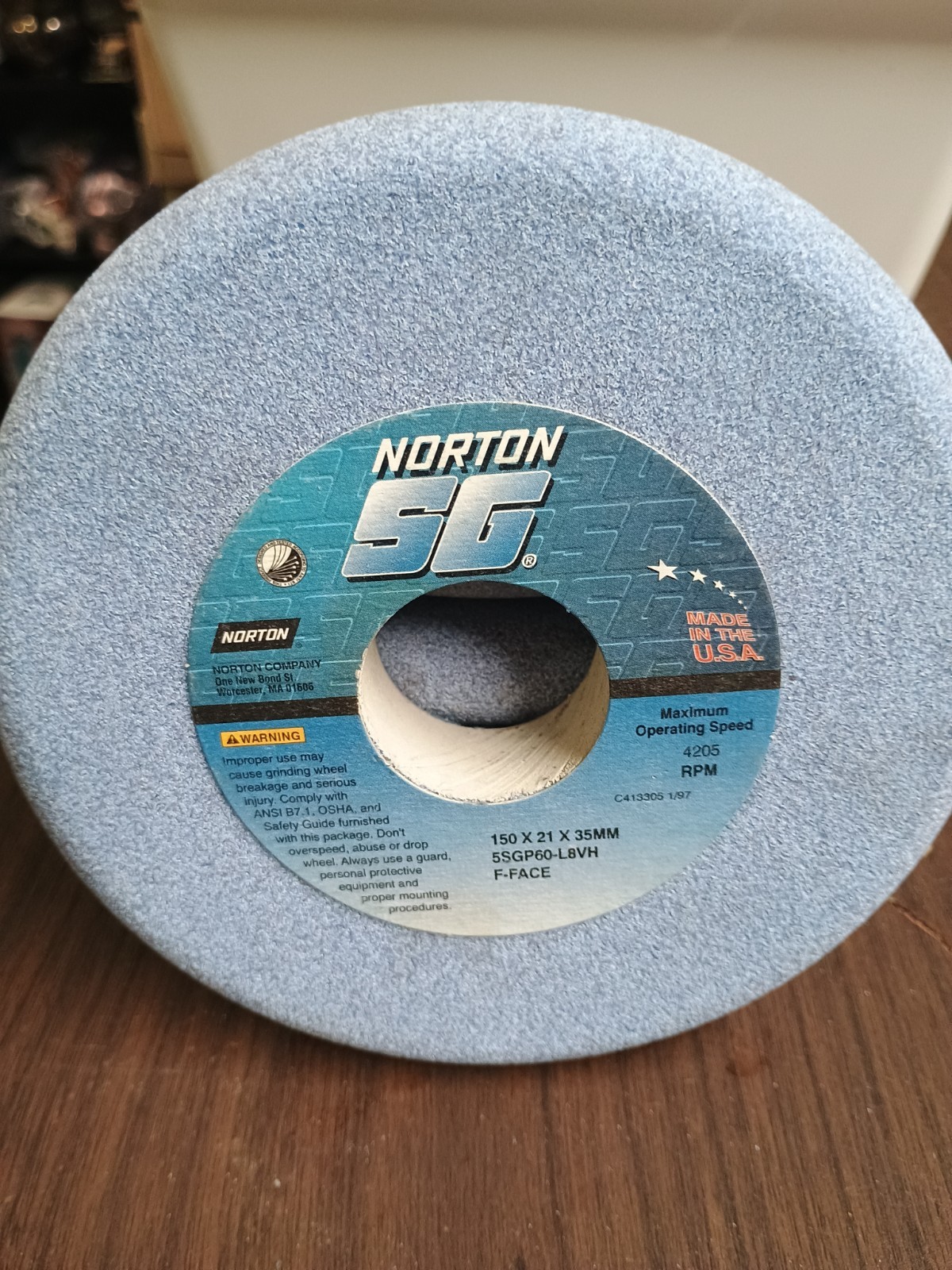 Lot of 5 Norton SG 5SGP60-L8VH Grinding Wheels 150x21x35mm Ceramic USA