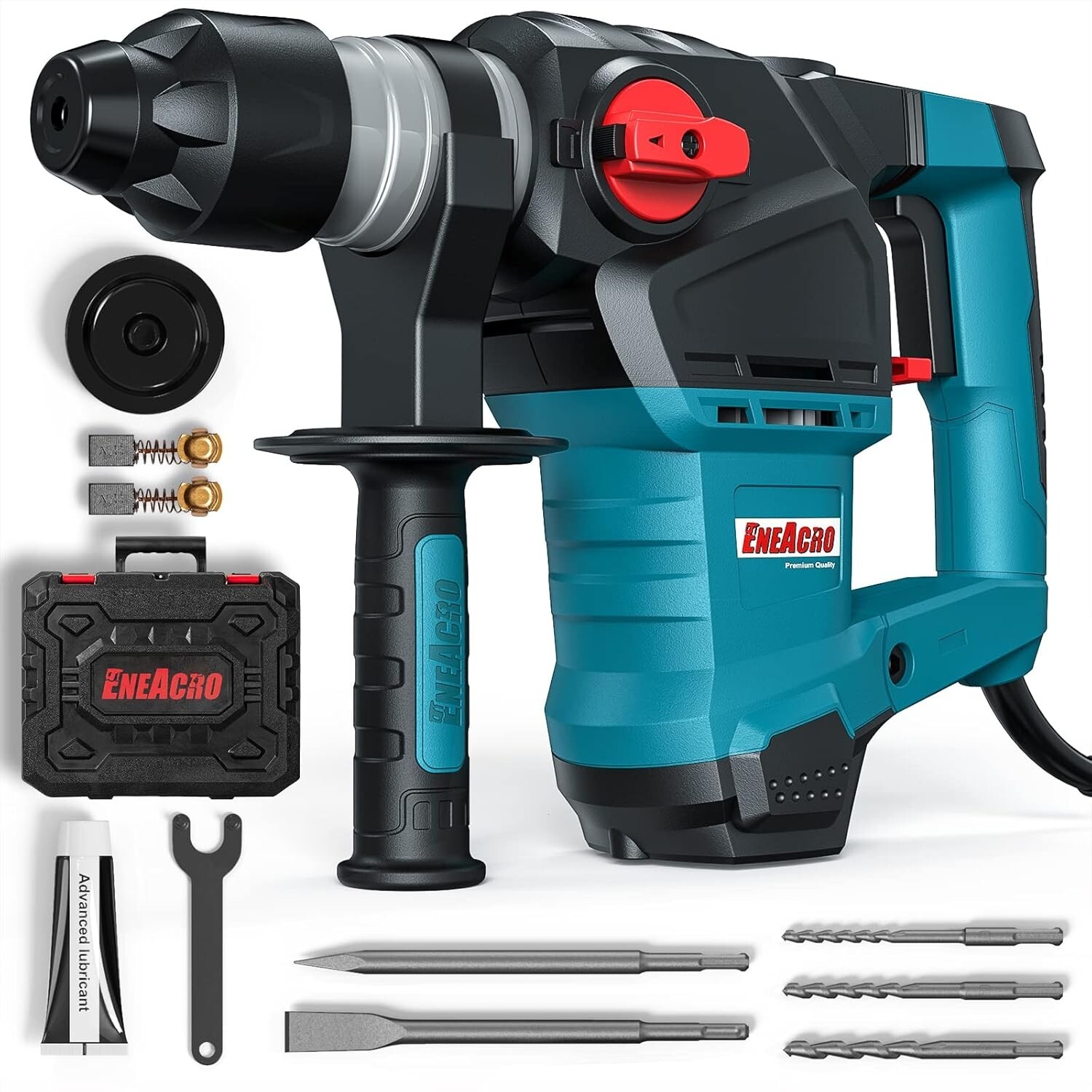 Powerful 3-in-1 Rotary Hammer Drill with Vibration Control, Accessories Included