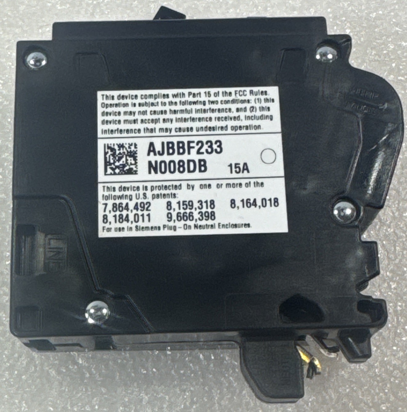 SIEMENS QA115AFCN 15A 1-POLE AFCI BREAKER 120V PLUG-ON NEUTRAL ARC FAULT NEW