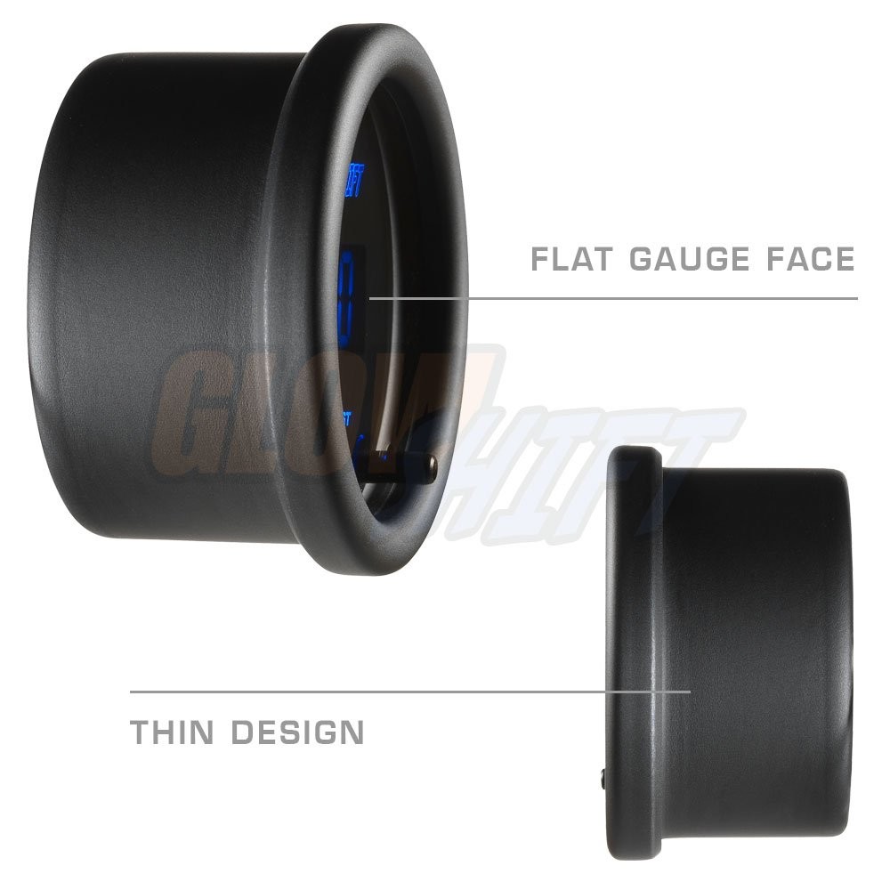GlowShift 10 Color Digital Dual 300F Temperature Gauge Kit, 2-1/16″ 52mm