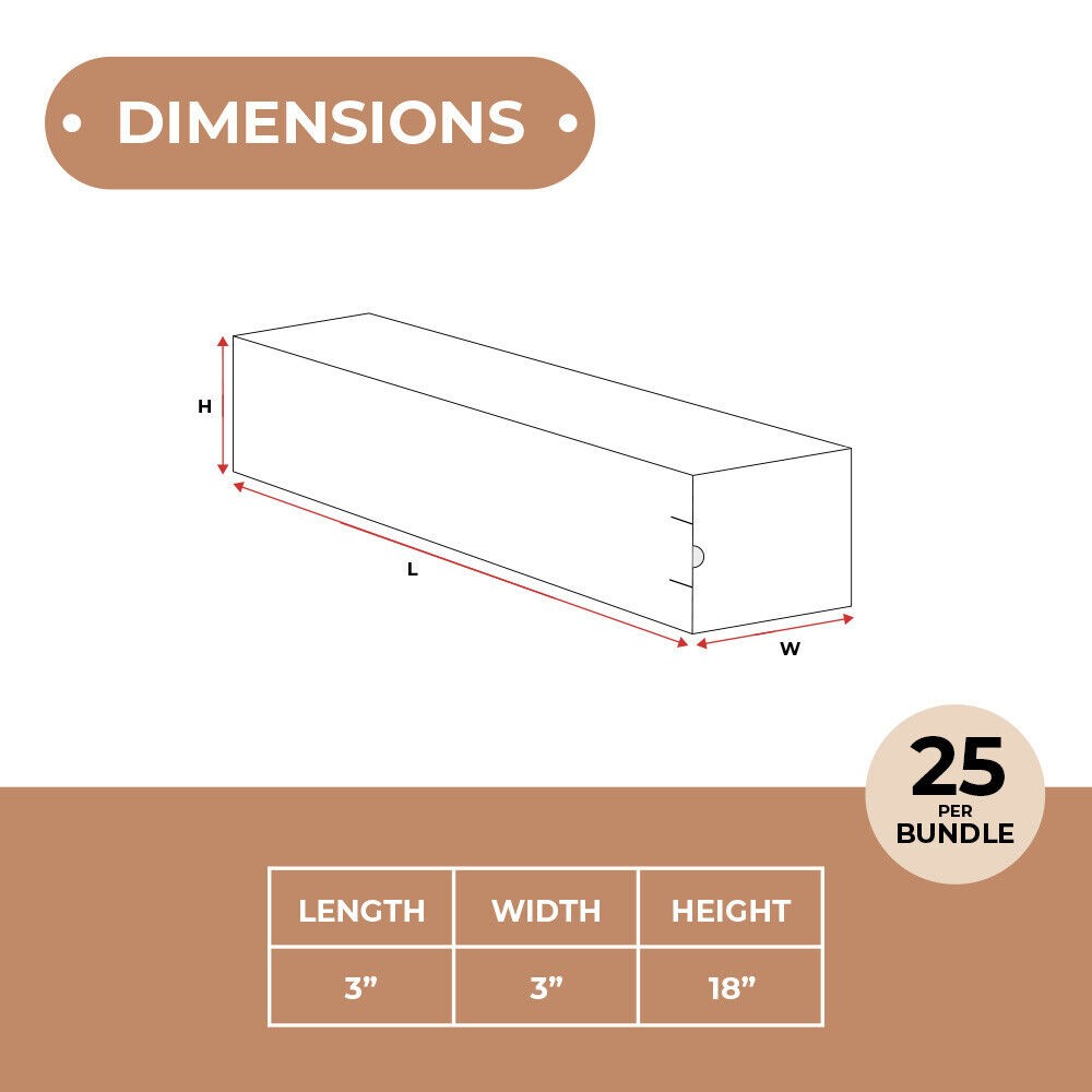 White Square Mailing Tubes: 3x3x18 ECT-32B 25/Case