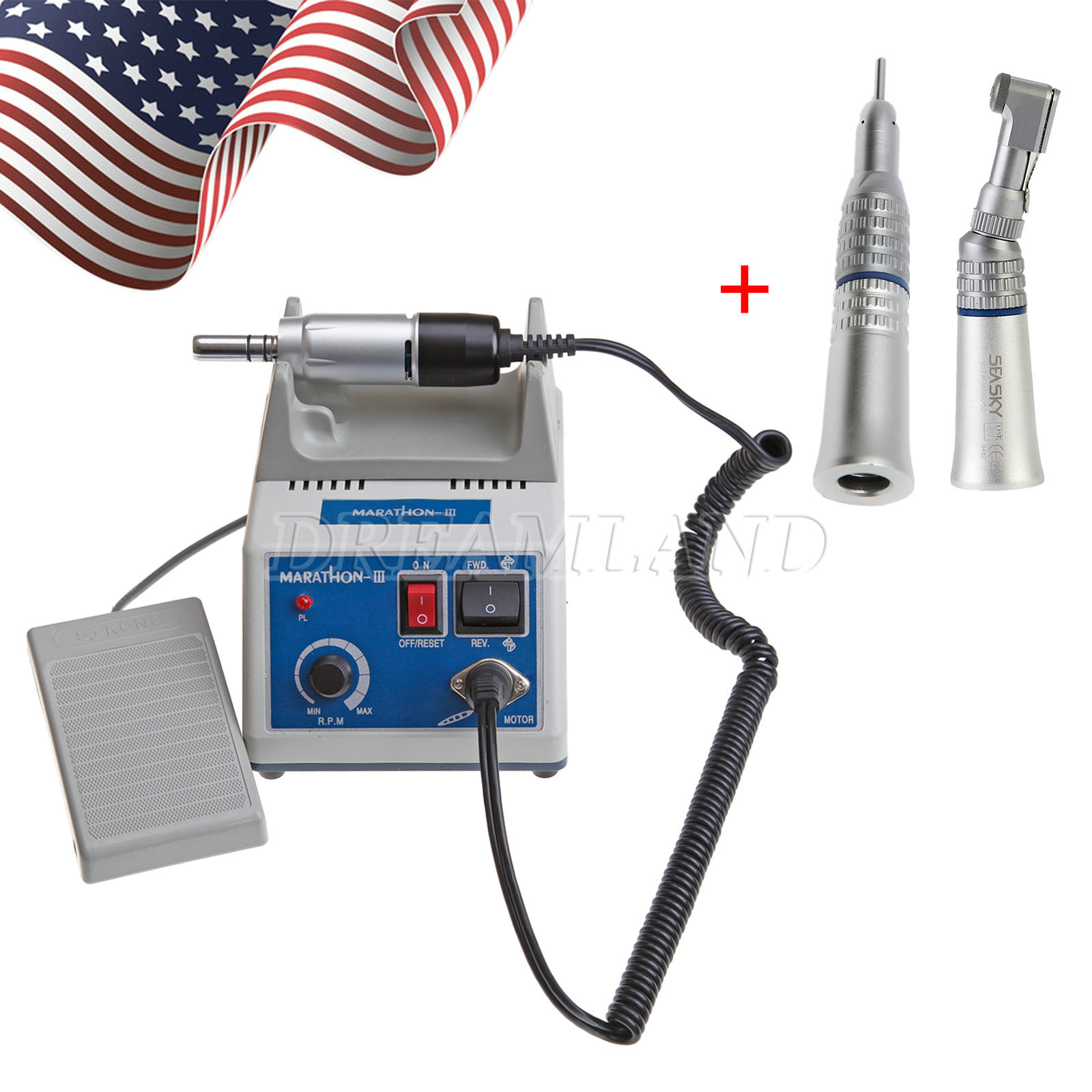 Lab Marathon Electric Micro Motor w/Slow Low Speed Handpiece 35K/35,000 r.p.m.