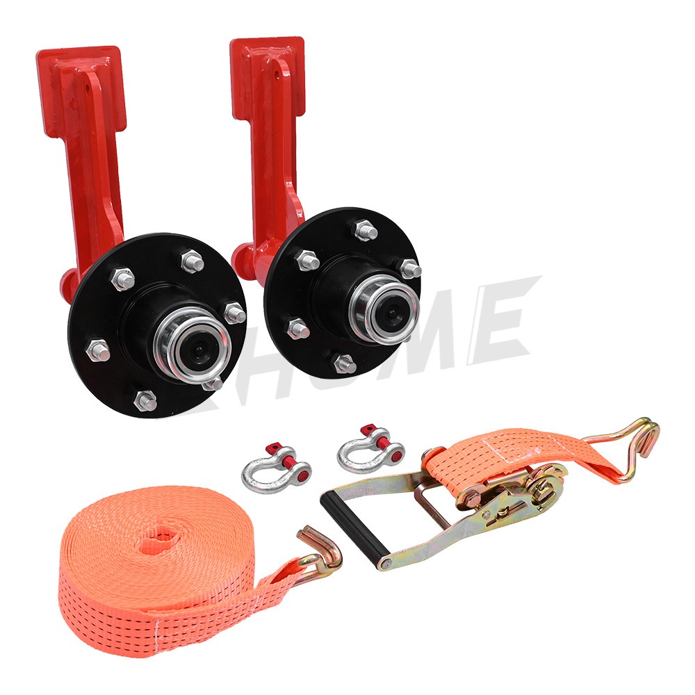 2Pack Shipping Container Wheels 6×5.5 Lug Wheels Kit with Ratchet Strap NEW