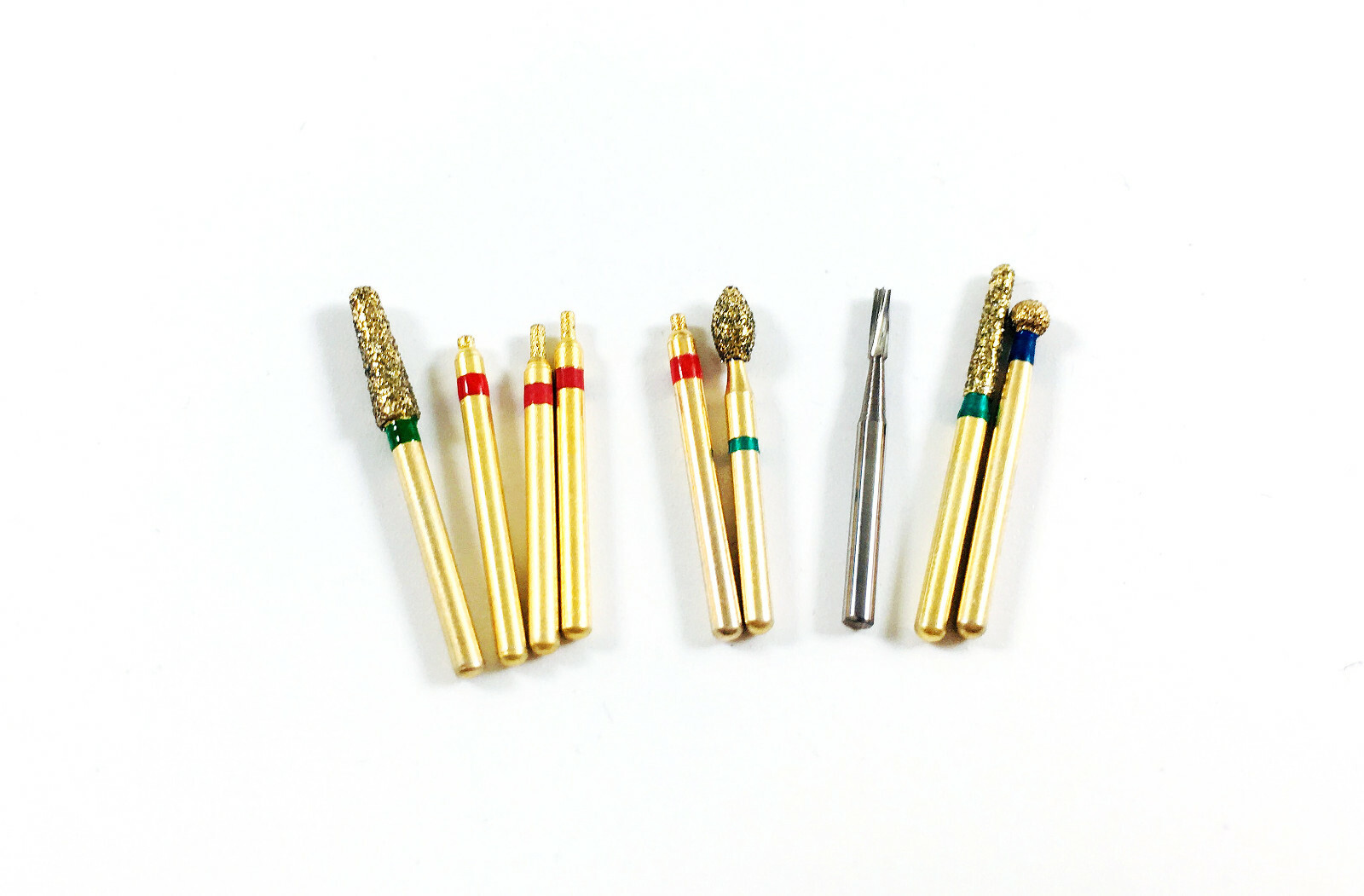Dental Golden Diamond Burs SS Handle For Polish Reverse Preparation Kit 9pcs/Box