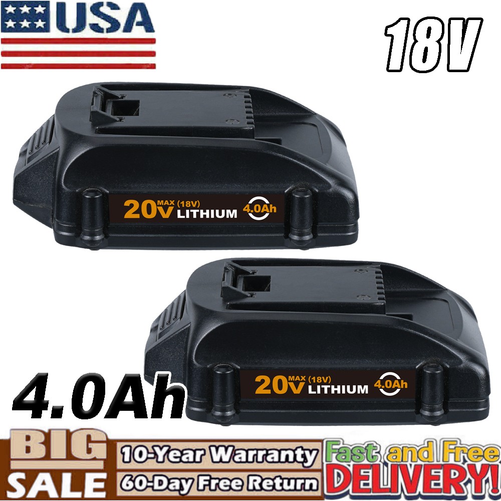 2X 18V 4.0Ah 20V Max Battery For PowerShare WA3575 WA3520 WA3675 WA3674 For Worx