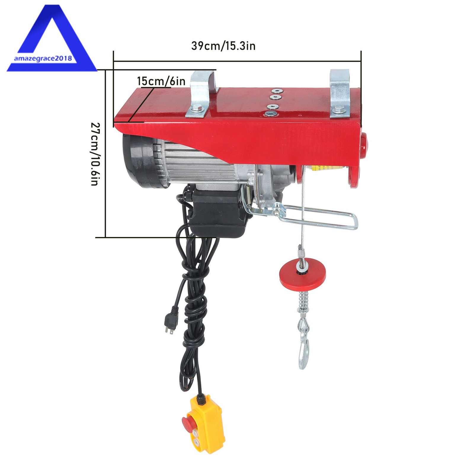 1320lbs Electric Winch 110V 1150W Mini Electric Hoist 14ft Wired Remote Control