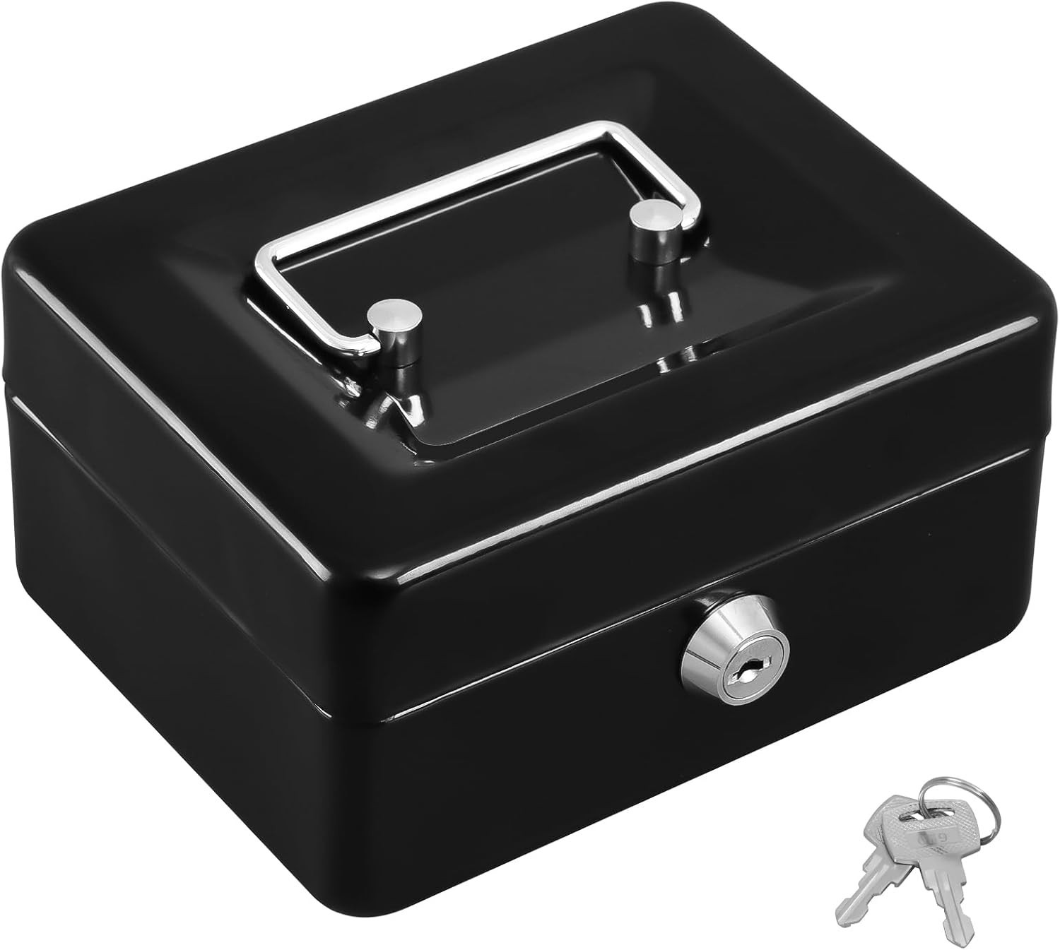 Durable Key Lock Cash Box – Scratch Resistant, Portable – 5.91×4.72×3.15 Black