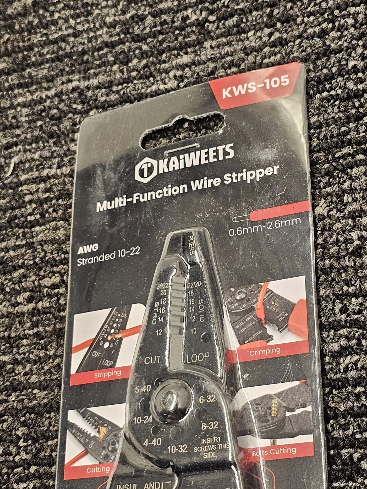 (QTY 2) KAIWEETS KWS-105 Wire Stripper 10-22 AWG Splicer Cable Stripper