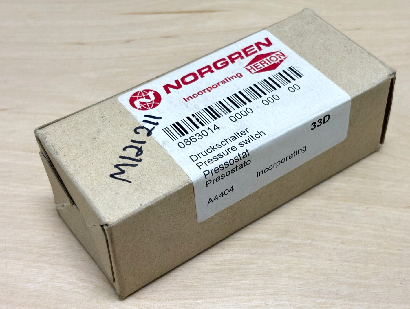 Norgren Herion 33D Pneumatic Pressure Switch, 0-10 Bar (145 PSI), 0863014