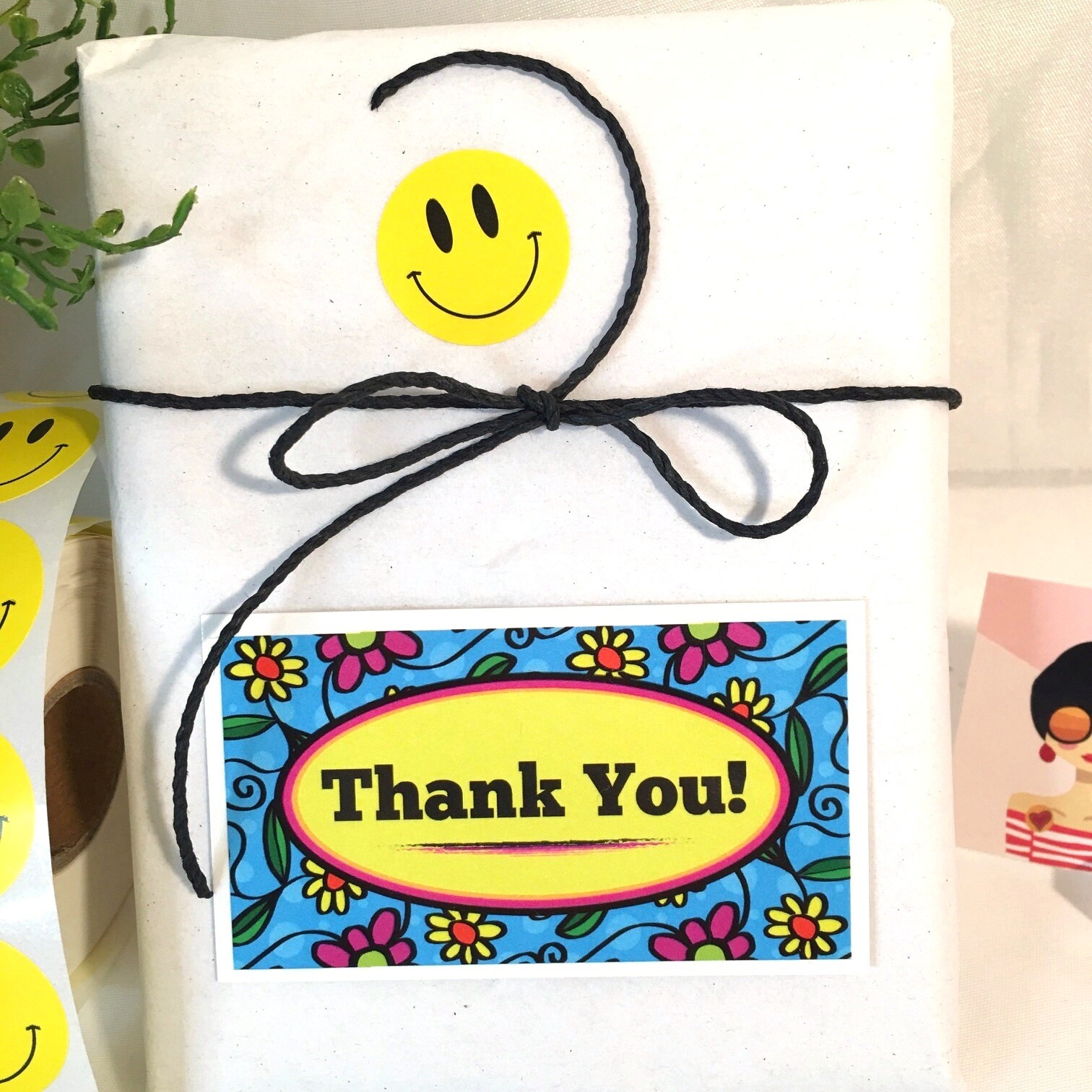 Business Cards Thank You Business Cards, Tags Blue Yellow Flowers 3.5×2″
