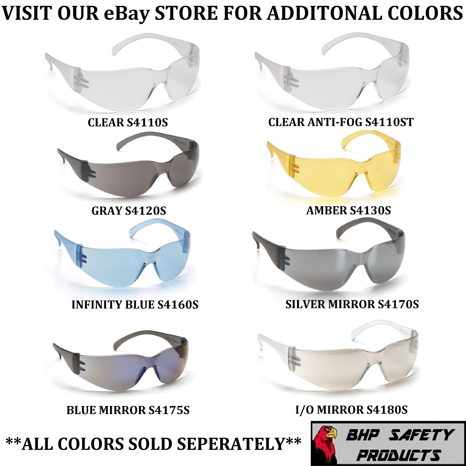 (3 PAIR) PYRAMEX INTRUDER SAFETY GLASSES SMOKE/GRAY LENS WORK EYEWEAR S4120S
