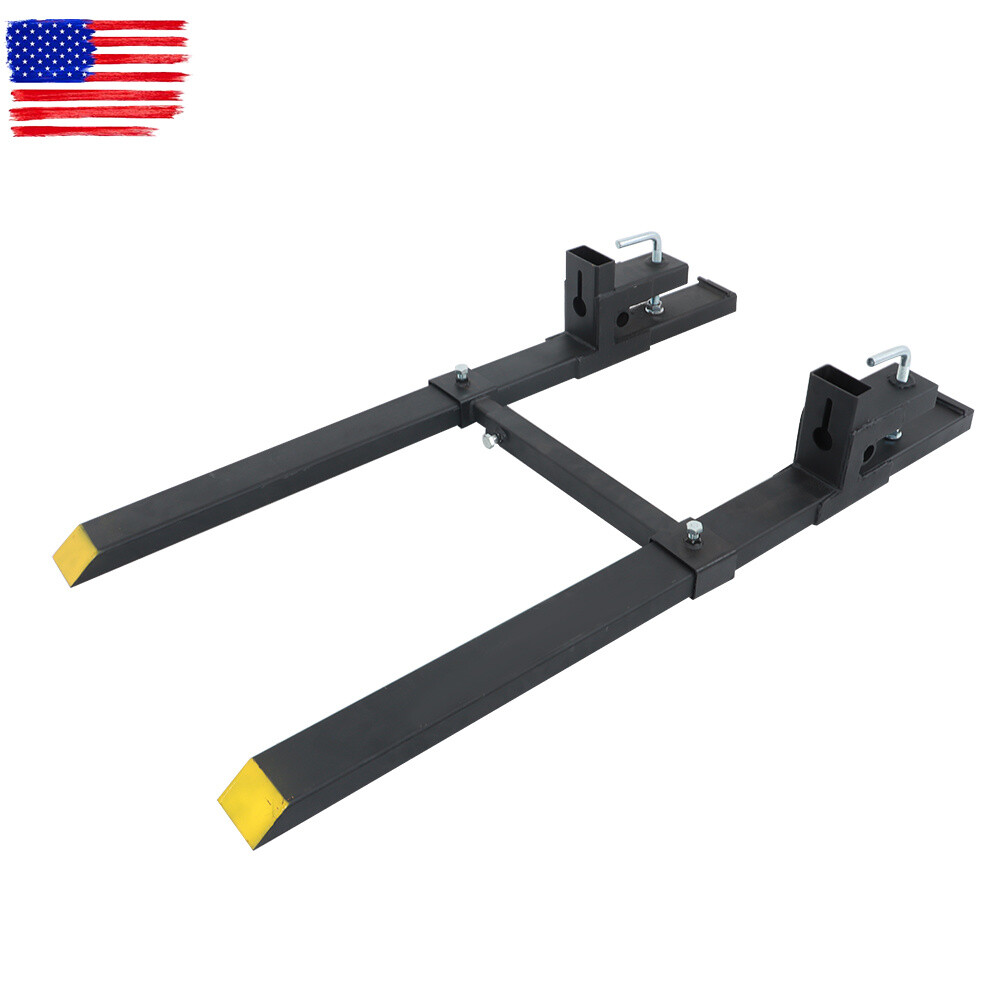 4000Lbs 60″ Tractor Clamp On Pallet Forks Bucket Quick Attach W/ Stabilizer Bar