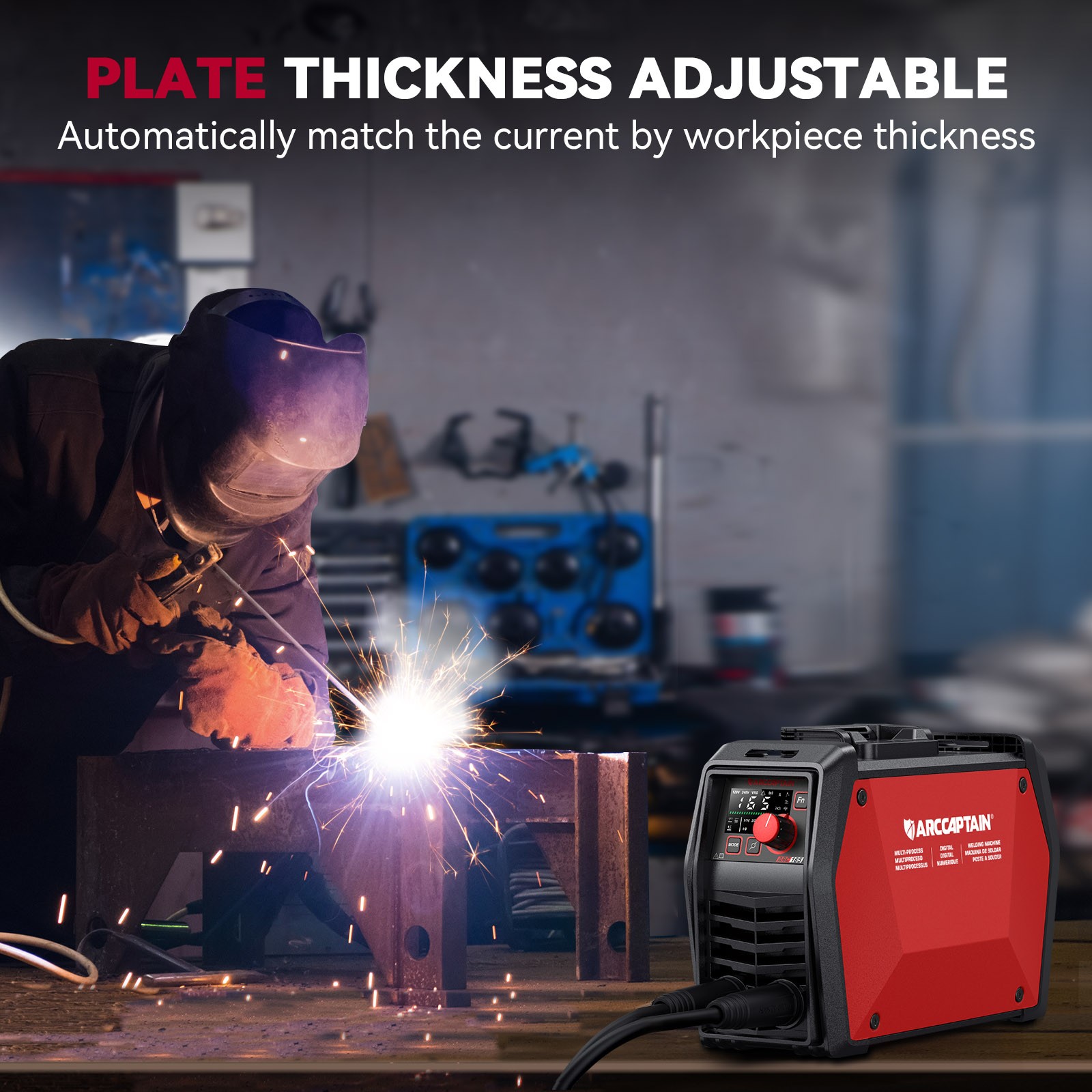 ARCCAPTAIN 165A APP-Controlled Stick & TIG Welder – Digital MCU Dual Voltage