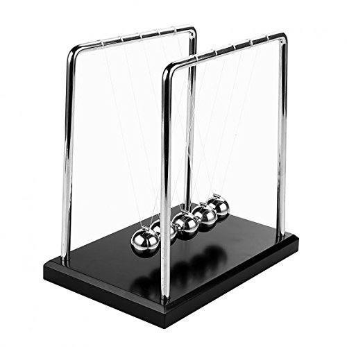 Newton’s Cradle with 1 Inch Balance Balls and 7.25″ x 4.6″ Black Wooden Base