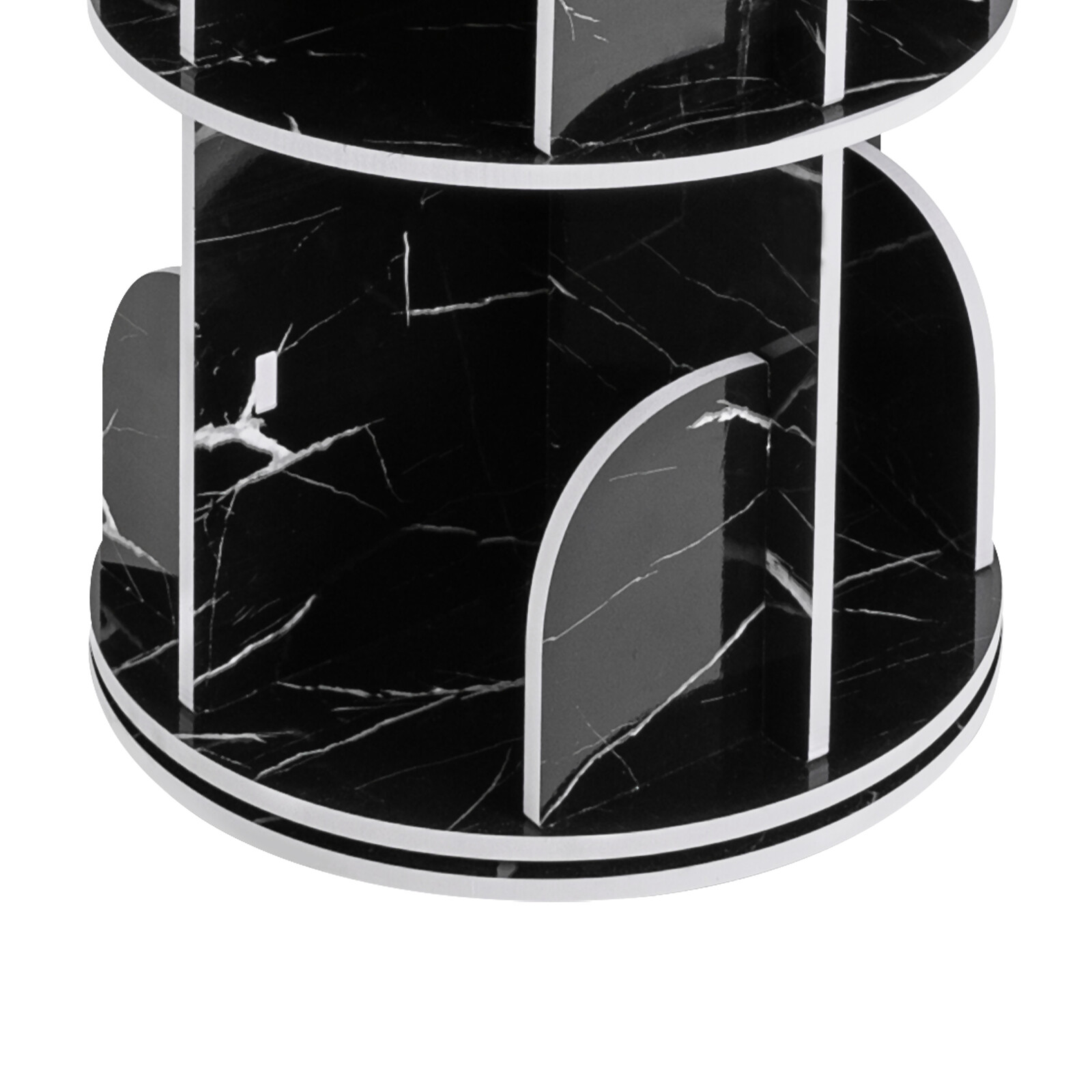 Rotating Display Bookshelf – Black Marble Revolving Storage Rack 4 Tier