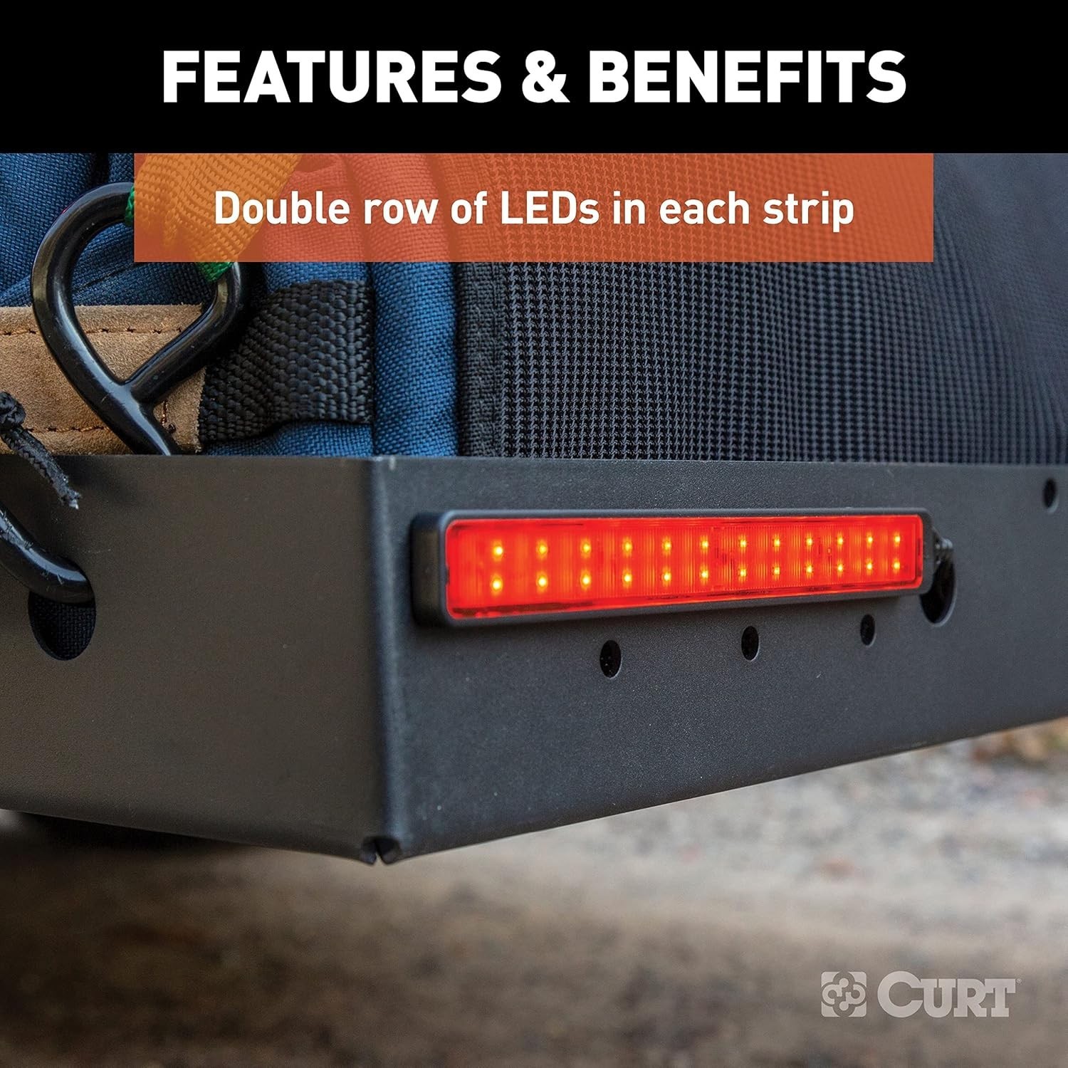 Auxiliary Automotive LED Light Strips for Hitch Cargo Carrier, Bike Rack, 2-Pack