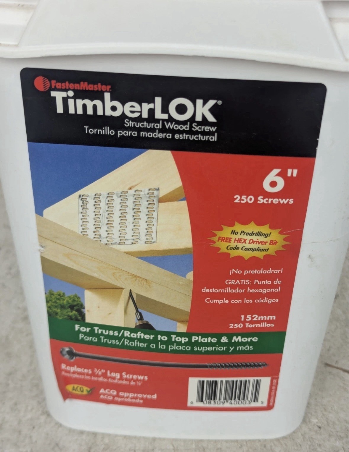 TimberLOK 6″ Wood Screws 250 Pack FastenMaster FMTLOK06 Truss Structural Screw