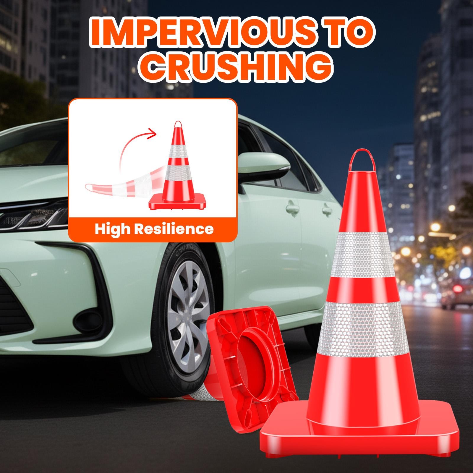 12PC 28″PVC Safety Cones with Reflective Strip Traffic Cones for Traffic Control