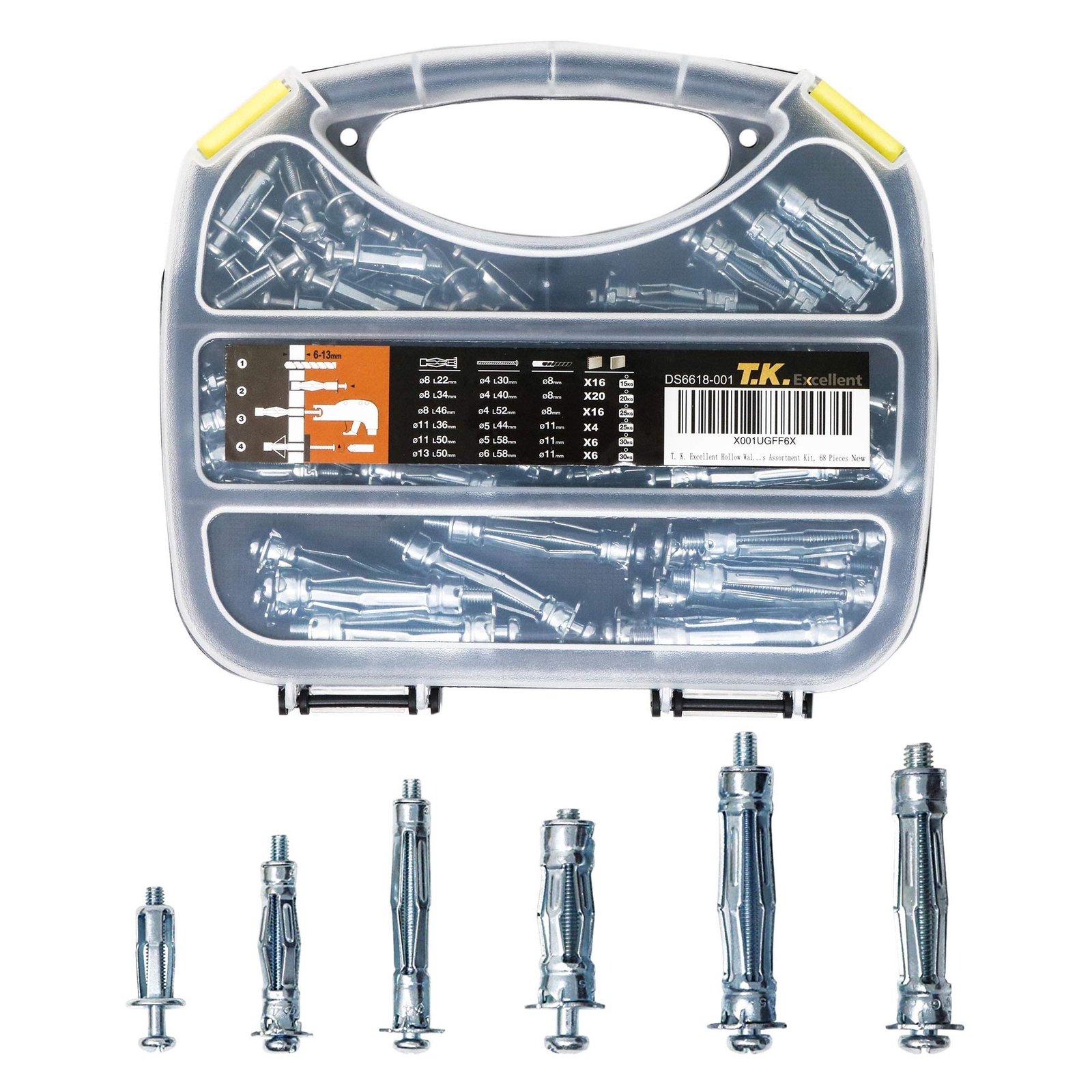 Heavy Duty Zinc Plated Steel Molly Bolt Hollow Drive Wall Anchor Screws Set for
